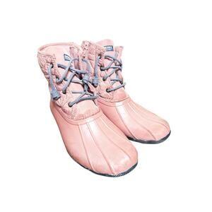 Sperry Girl’s Size 6 Pink Waterproof Duck Toe Saltwater Rain Winter Boots
